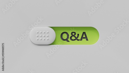 QA Question answer. The slide switch form the word QA Question answer. Business The concept of QA Question answer is applied in various fields of human activity.3D rendering on green background.