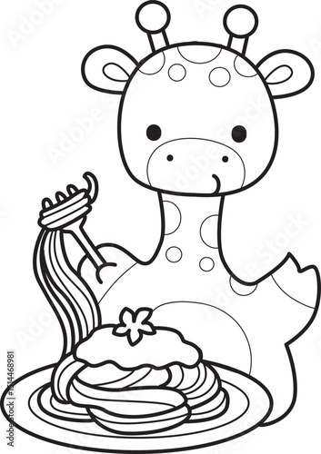 Outline of Cute giraffe animals with various activities.
Lineart of Funny sticker of Giraffe animal kids.