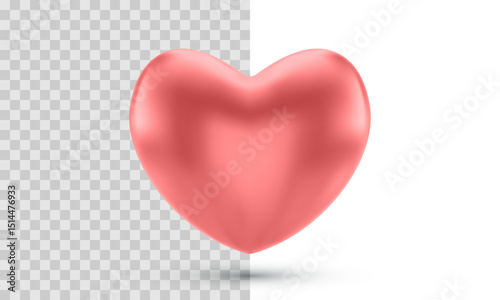 Glossy Pink 3D Heart Rendered In Minimal Style. Vector Illustration Of Smooth Romantic Symbol Used In Love Messages, Apps, Valentine's Graphics, UI Design Or Social Media.
