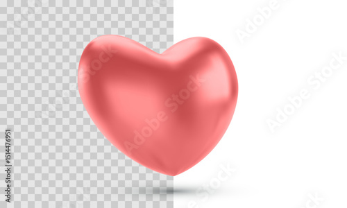 Glossy 3D Heart Icon Rendered In Minimal Style. Vector Illustration Of Romantic Symbol For Love, Social Media, Valentine's Day, Messaging Apps Or UI Design.