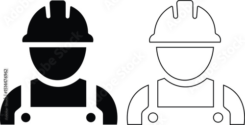 Builder icons set. Avatar with hard helmet and jacket set construction worker icon design Construction worker, engineer, labour, male worker and employee in a helmet Suitable for Infographics,Web Page
