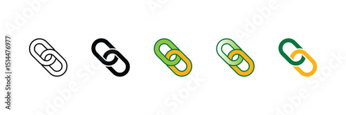 Chain Link Icon Set Multiple Style Collection