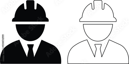 Builder icons set. Avatar with hard helmet and jacket set construction worker icon design Construction worker, engineer, labour, male worker and employee in a helmet Suitable for Infographics,Web Page