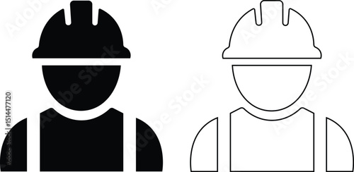 Builder icons set. Avatar with hard helmet and jacket set construction worker icon design Construction worker, engineer, labour, male worker and employee in a helmet Suitable for Infographics,Web Page