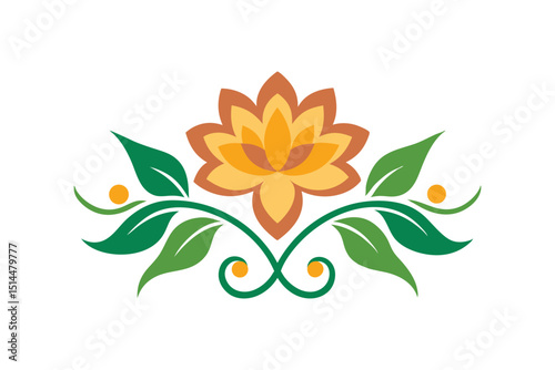 Artistic flower flow with graceful curves vector art illustration