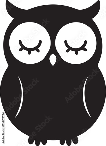 Sleeping owl silhouette with peaceful posture
