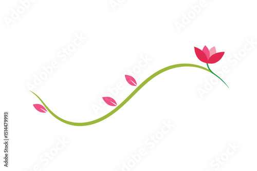 Bloom curve line with elegant floral style vector art illustration