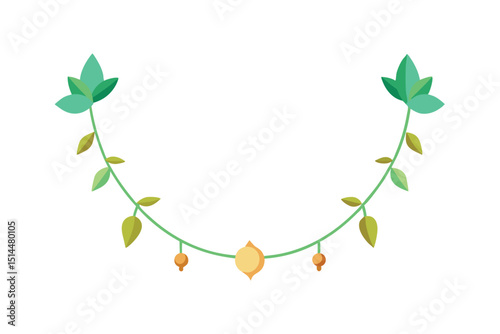 Border of nature charm with elegant botanical details vector art illustration