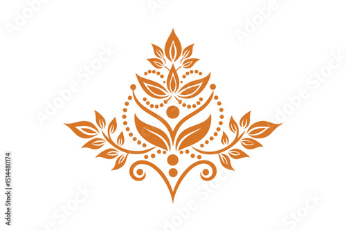 Botanical henna style with intricate floral details vector art illustration