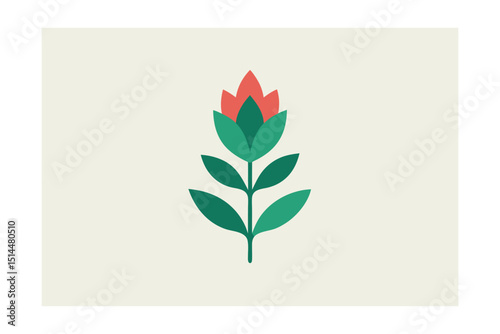 Clean canvas flora with minimalistic natural elements vector art illustration