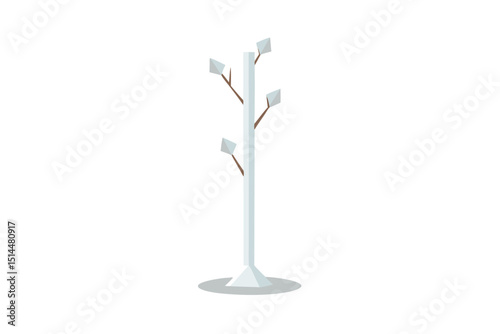 Crystal birch branch stand with natural texture vector art illustration