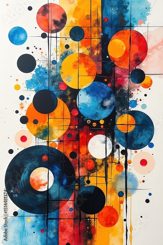 AI composizione astratta di cerchi colorati 01