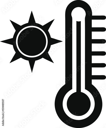 thermometer with sun silhouette vector illustration 