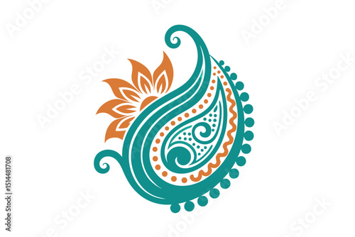 Elegant paisley path with flowing floral pattern vector art illustration