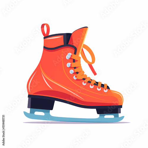 Ice Skating: Capturing a vibrant illustration of an ice skate, perfect for winter-themed designs, sports, or recreational projects.