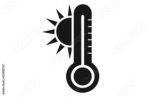 thermometer with sun silhouette vector illustration 