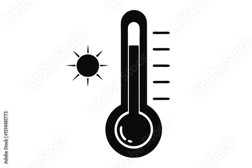 thermometer with sun silhouette vector illustration 