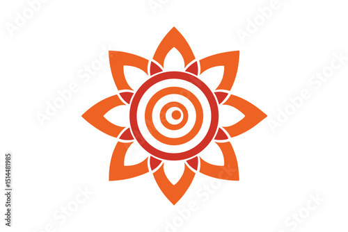 Ethnic spiral flower with symmetrical natural design vector art illustration