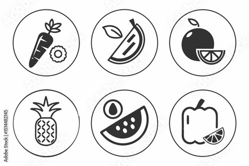 set of icons of food