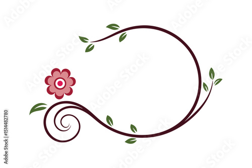 Flower swirl frame decorative vector art illustration