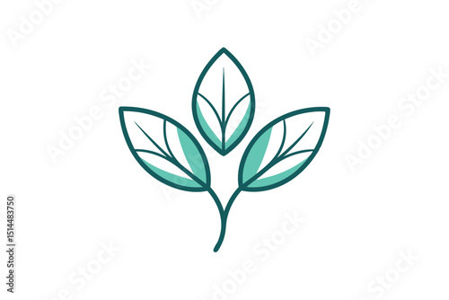 Leafy line bloom delicate vector art illustration