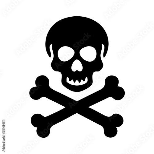 Black Skull and Crossbones Icon – Vector Pirate Danger Symbol for Gothic and Halloween Design

