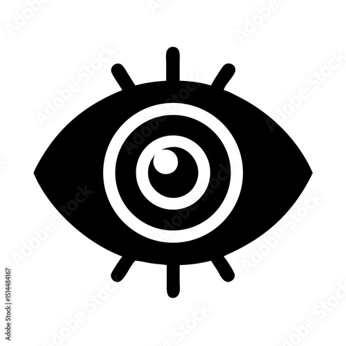 Evil Eye Vector Icon – Occult Protection Symbol in Black Silhouette

