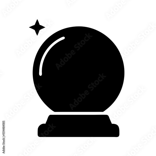 Mystic Crystal Ball Icon – Black Vector Silhouette for Fortune Telling and Occult UI

