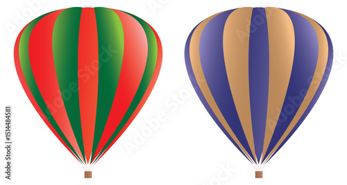 Hot air balloon. Vector illustration in flat style design. Vector hot air balloon isolated on white background. 3d and colorful hot air balloon illustration
