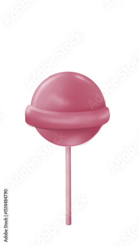 Sweet pink lollipop heart armchair isolated on white