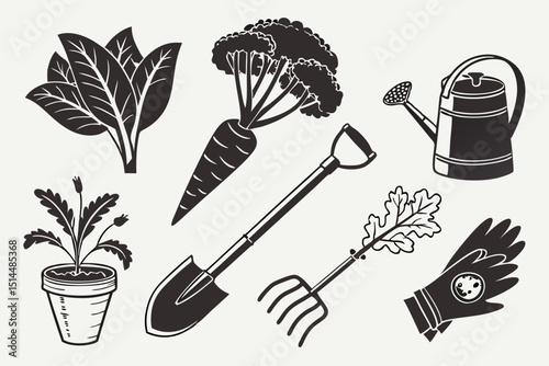 set of gardening tools