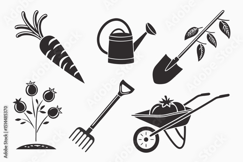 gardening icons set