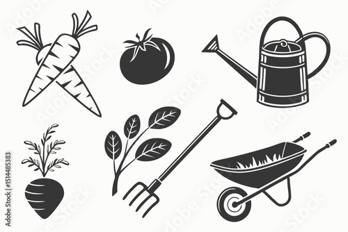 set of gardening tools