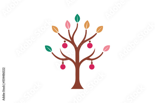 Petalwood jewelry tree artistic nature vector art illustration
