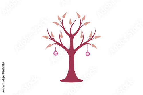 Porcelain willow jewelry tree delicate nature vector art illustration