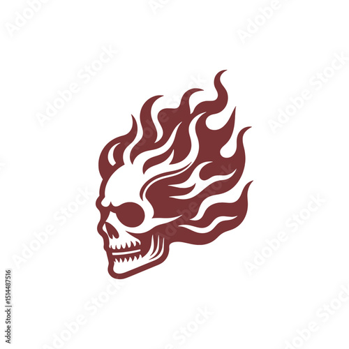 vector illustration of a fire skull logo design