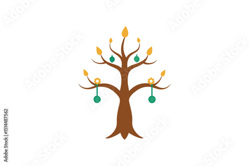 Serene sprite jewelry tree delicate nature vector art illustration