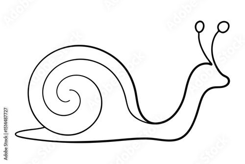Cute Garden Snail Line Art Illustration