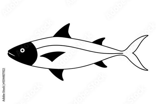 Tuna Fish Line Drawing Vector Sketch