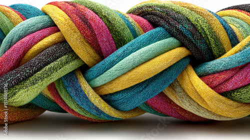 Wallpaper Mural Close-up of a colorful twisted rope made of multiple braided strands in vibrant shades including green yellow blue pink and black, showing texture and detail Torontodigital.ca