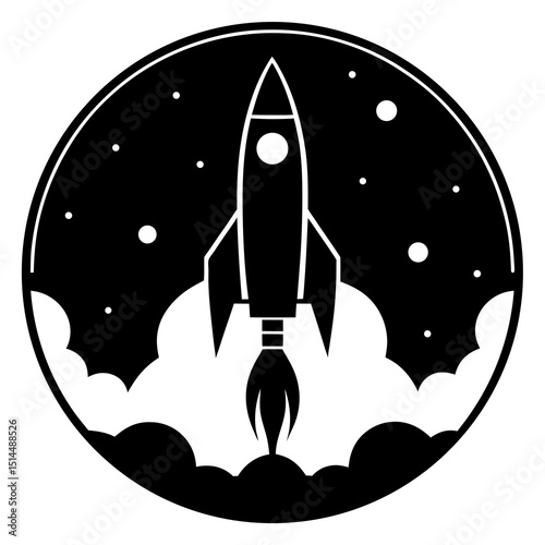rocket in space Rocket Silhouette Launching into Space – Vector Illustration


