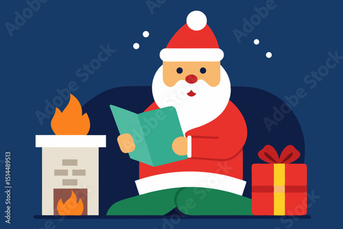 santa claus with gift box