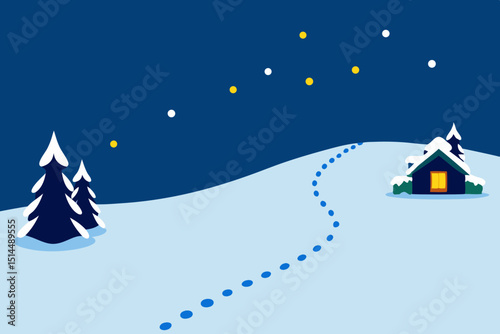vector illustration of a christmas landscape