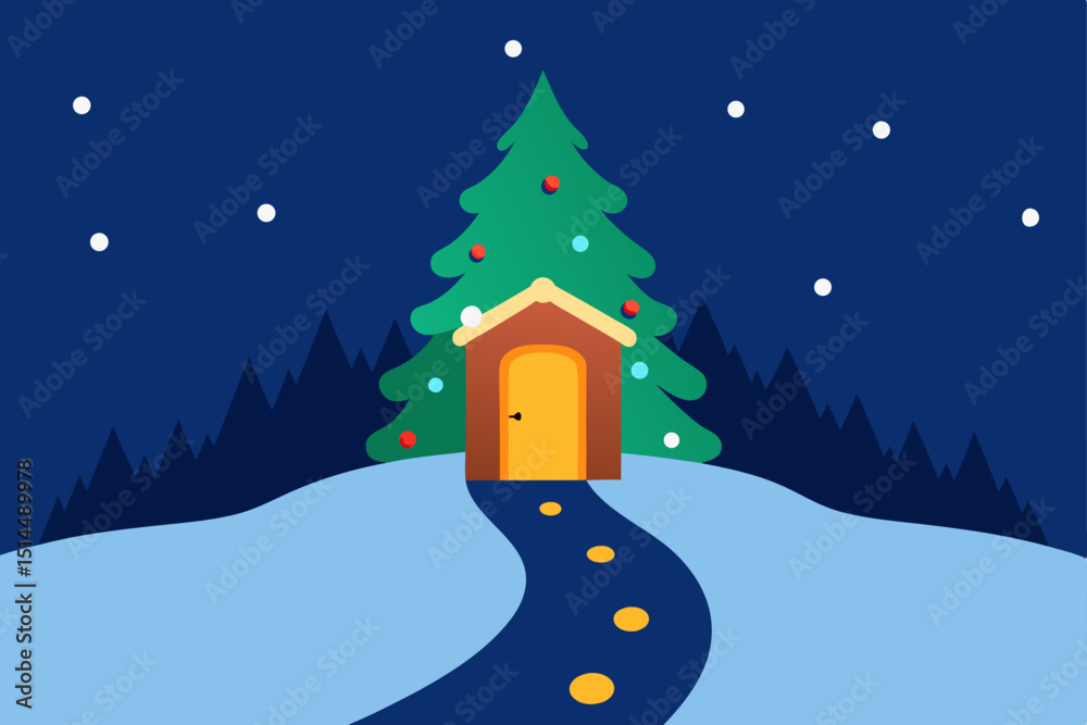 Fototapeta premium winter landscape with snowman