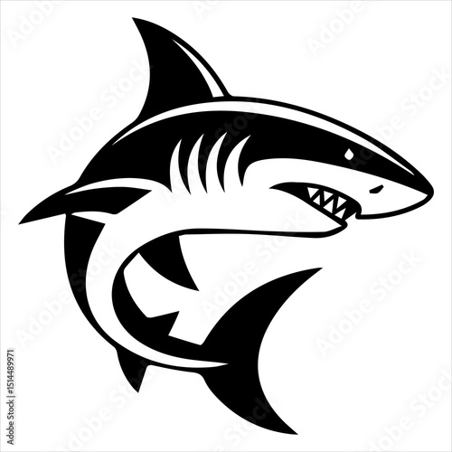 Dynamic Shark Vector Silhouette for Logo, Tattoo, or Graphic Design