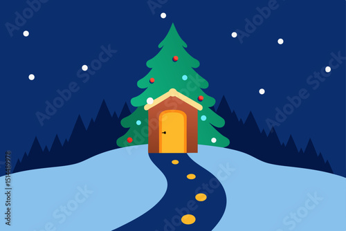 winter landscape with snowman