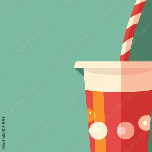 Refreshing Soda Pop A Vibrant Illustration of a Classic Summer Drink with Bubbles and Straw