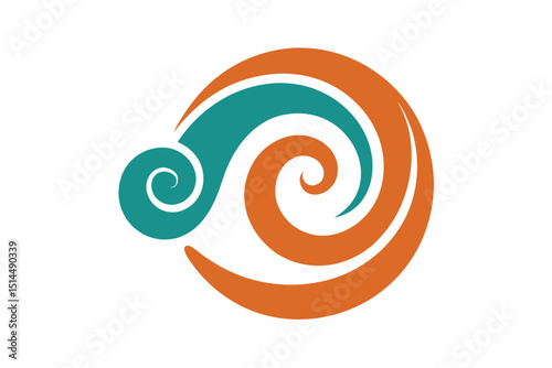 Traditional swirl path elegant botanical vector art illustration