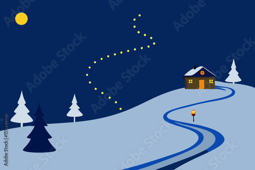 winter landscape with house