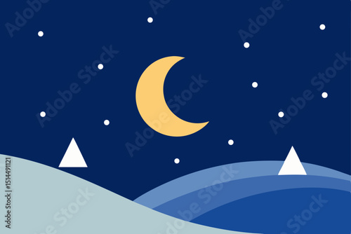 night sky with moon and stars